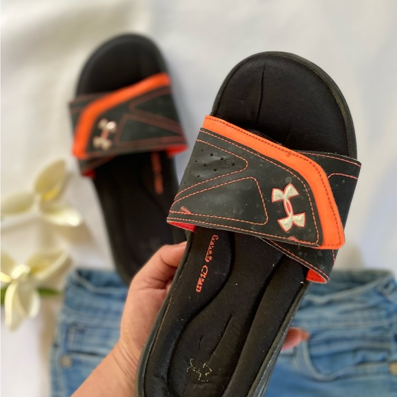 under armour mens sandals size 9 black/orange - Picture 1 of 7